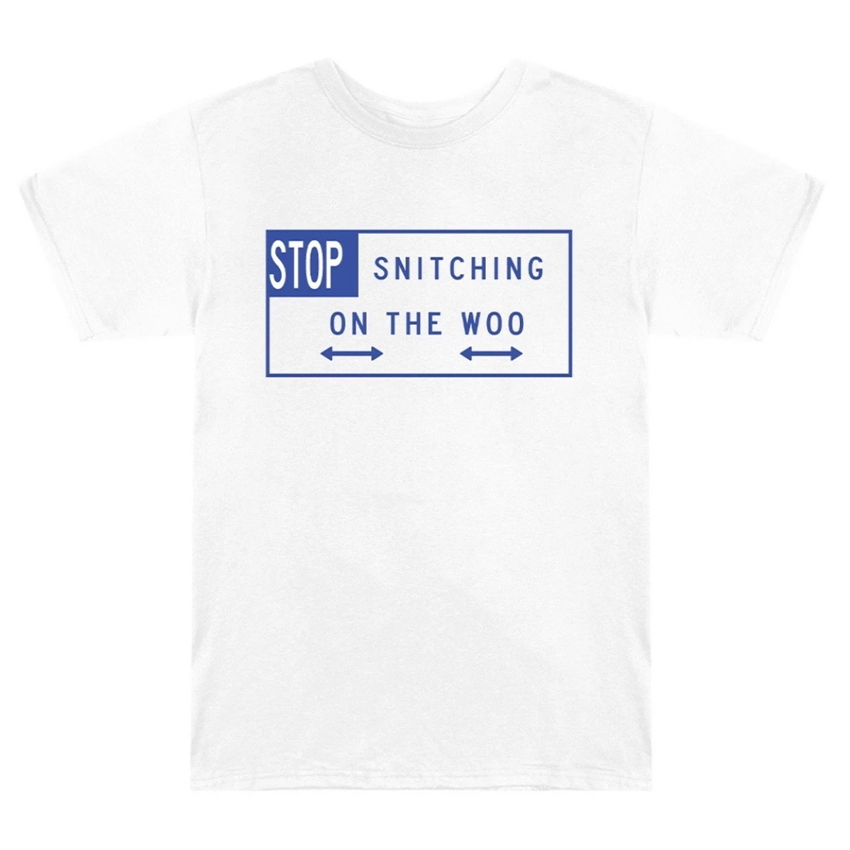 VLONE x Pop Smoke Stop Snitching Blue on White hot T-shirt