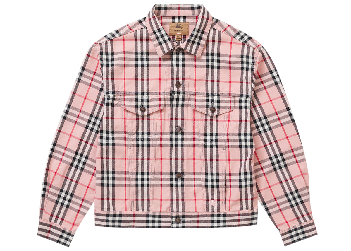 Supreme Burberry Denim Trucker Jacket Pink – LacedUp