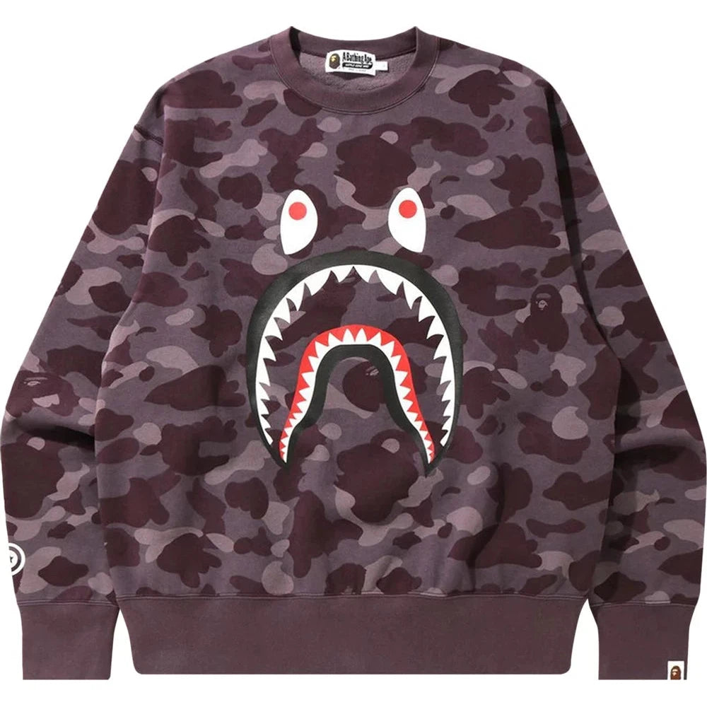 BAPE Color Camo Shark Relaxed Fit Crewneck 'Burgundy' – LacedUp BAPE Color Camo Shark Relaxed Fit Crewneck 'Burgundy' – LacedUp