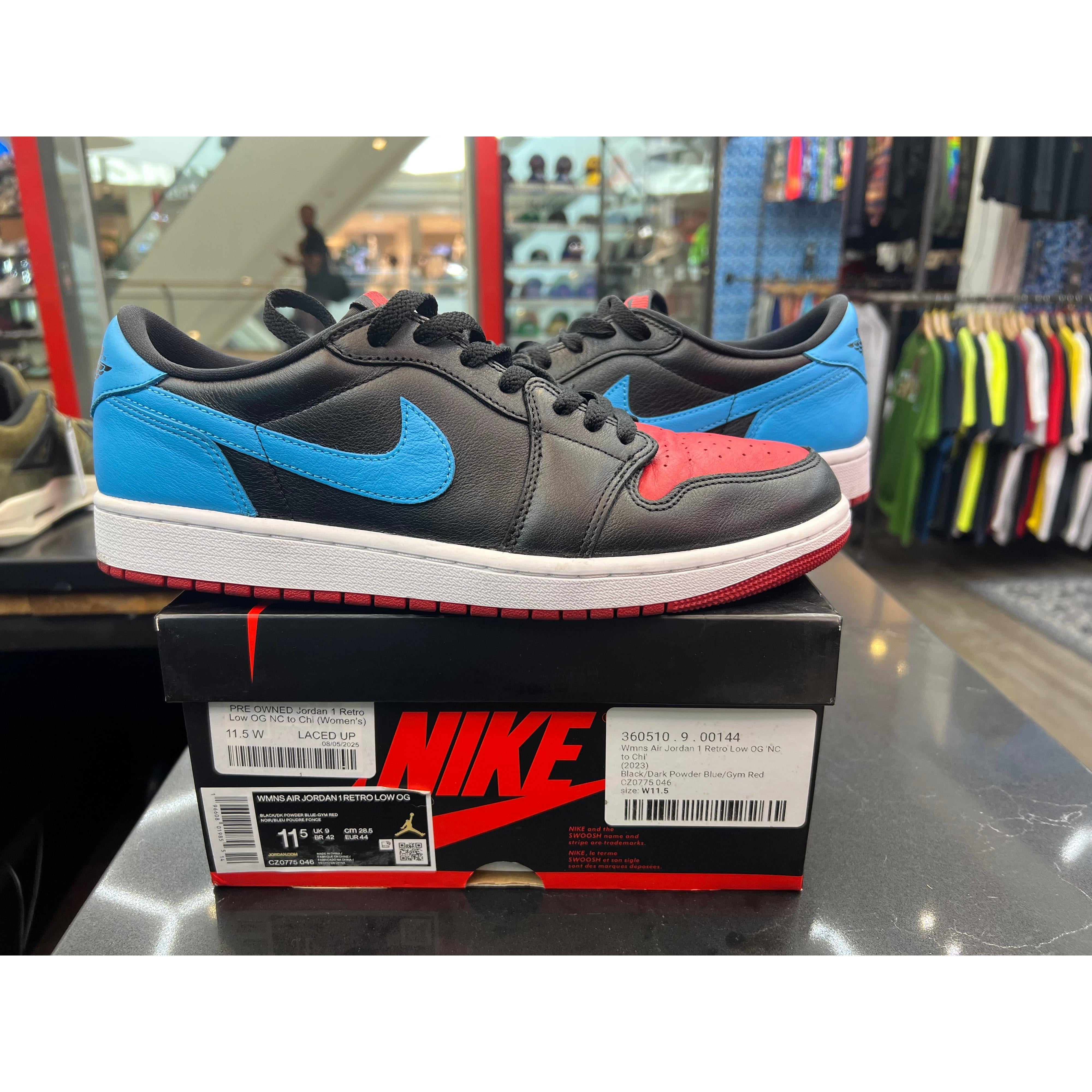 PRE OWNED Jordan 1 Retro Low OG NC to Chi (Women's) – LacedUp PRE OWNED Jordan 1 Retro Low OG NC to Chi (Women's) – LacedUp