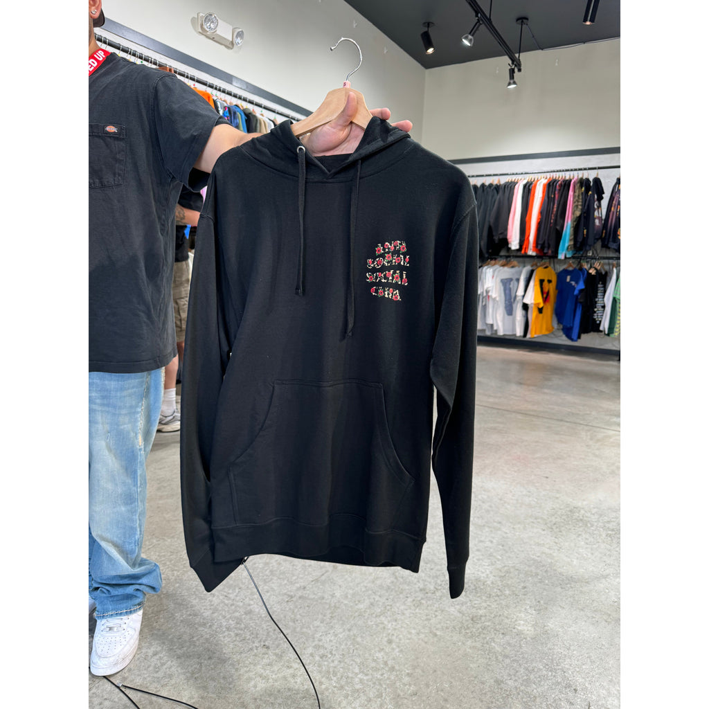 Anti social social club hoodie with flowers on sale