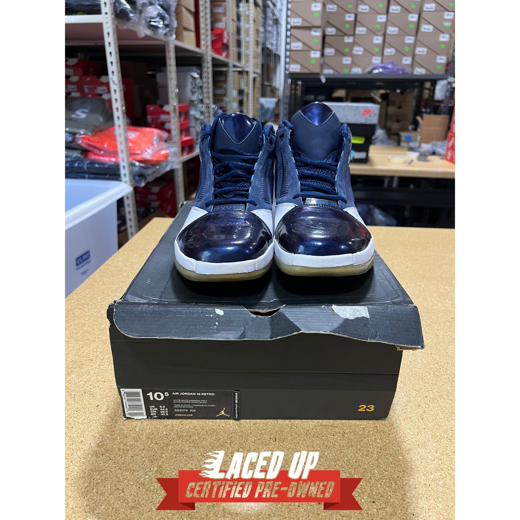 PRE OWNED Air Jordan 16 Retro Midnight Navy 2016 LacedUp