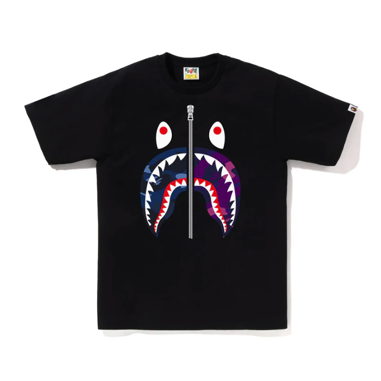 Bape Color Camo Separate Shark Tee Blue Purple Medium