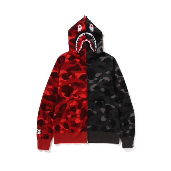 BAPE COLOR CAMO SEPARATE SHARK FZ HOODIE (Red/Black) – LacedUp