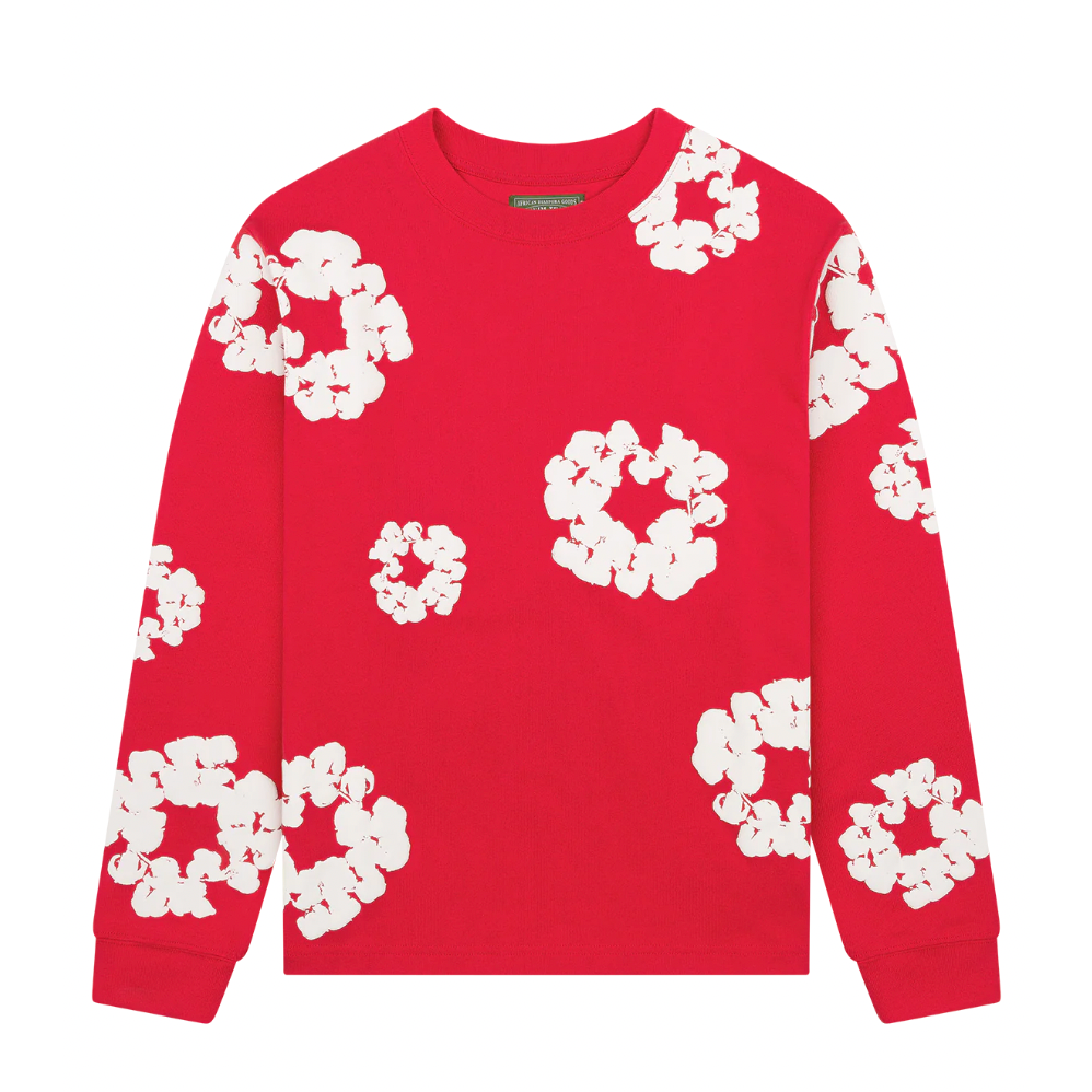 トップス DENIM TEARS RED M Denim Tears Long Sleeve Cotton Wreath Tee Red – LacedUp