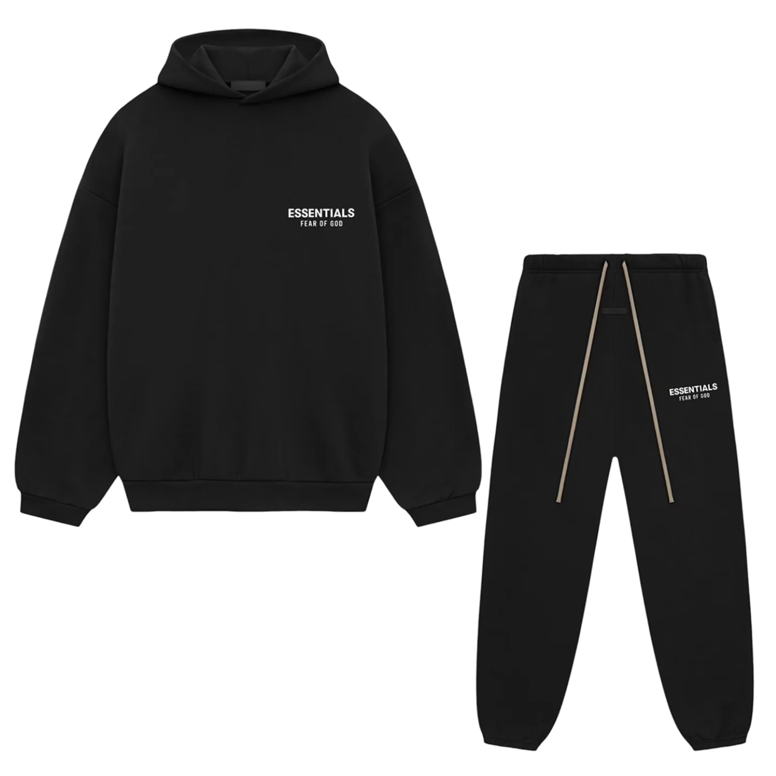 Fear of God Essentials Fleece Sweatsuit FW24 Black FULL SET – LacedUp Fear of God Essentials Fleece Sweatsuit FW24 Black FULL SET – LacedUp