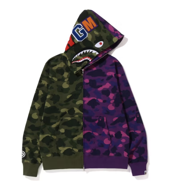 BAPE Color Camo Shark Full Zip Hoodie (FW22) (Green/Purple) – LacedUp