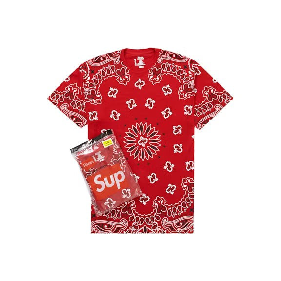 Supreme Hanes Bandana Tagless Tees (2 Pack) Red – LacedUp 