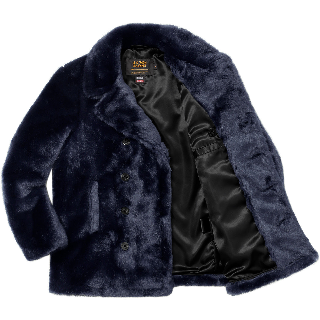 Supreme Schott Fur Peacoat Navy