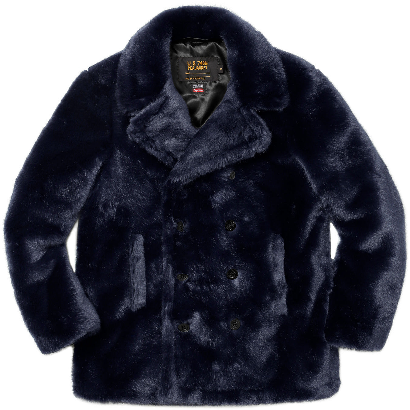 Supreme Schott Fur Peacoat Navy