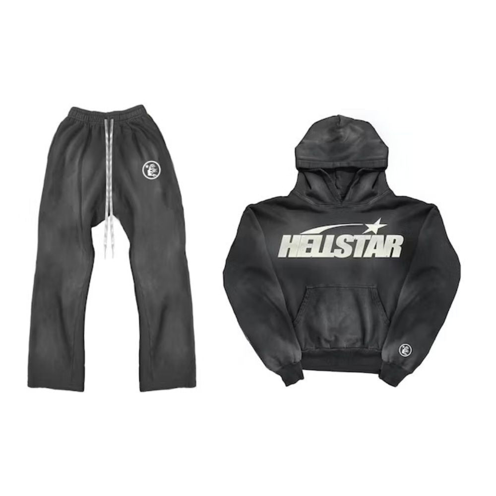 hellstar hoodie guapi フレアスウェットパンツ Sサイズ Hellstar Fire Orange Hoodie with Closed Elastic Bottom Sweatpants