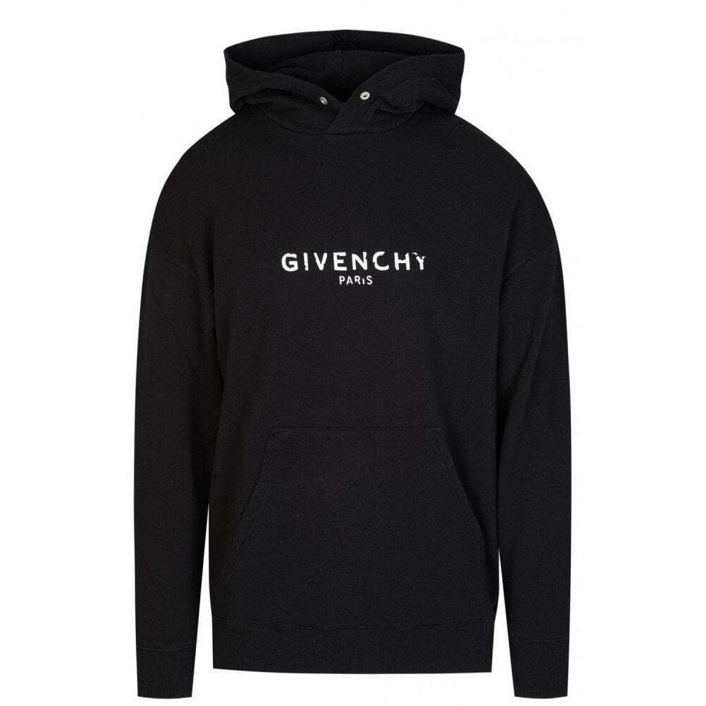Givenchy Distressed Givenchy Paris Black Hoodie GIVENCHY