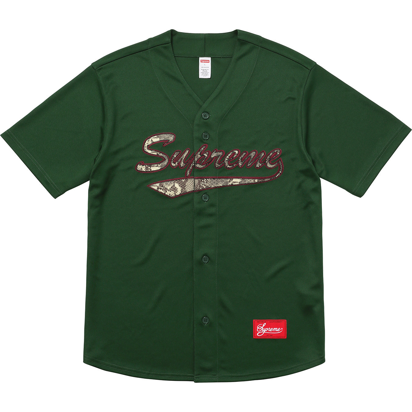 Supreme Snake Script Logo Baseball Jersey Dark Green – LacedUp